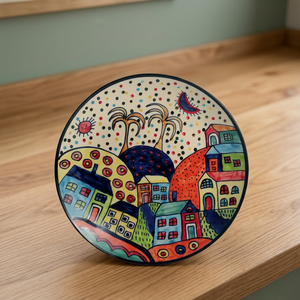 Handmade Ceramic Round <b>Plate</b> Cartoon Design Table Decoration 350mm Diameter - Product Image 1