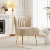 Chaise d'appoint moderne et confortable sans accoudoirs en cuir PU, chaise d'appoint rembourrée pour le salon et la maison