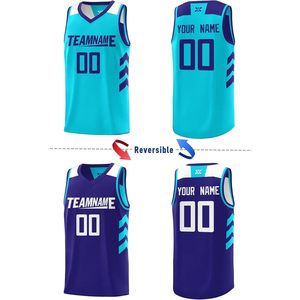 Maillot de basket-ball réversible personnalisé pour hommes et jeunes, col en V, évacuation de l'humidité, nom et numéro d'équipe personnalisés, sublimé, 320g - Product Image 2