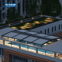 Mooxon Luxe Pergola Réglable Toit en PVC Rétractable Auvent Imperméable Motorisé pour Espaces Extérieurs