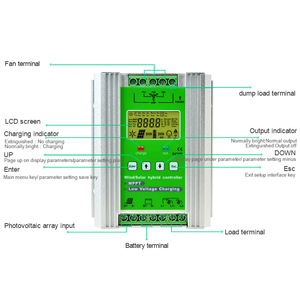 1000W MPPT 風力太陽光ハイブリッド充電コントローラー-12/24/48V 自動ブーストダンプロードは鉛酸/リチウム電池をサポート LCD ディスプレイ | - Product Image 3