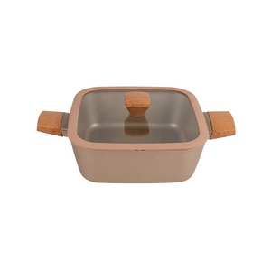 Juego de ollas y sartenes de <span class=keywords><strong>aluminio</strong></span> <span class=keywords><strong>forjado</strong></span> Smartpan personalizado, 7 Uds., juego de utensilios de cocina antiadherentes con asas de grano de madera de tacto suave, seguro y saludable - Product Image 1