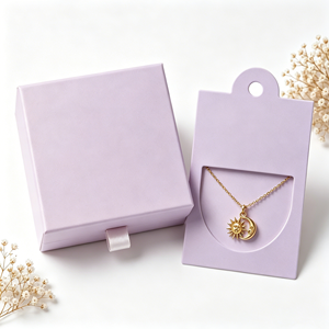 Boîtes à bijoux de marque en gros avec impression dorée et cartes de présentation assorties pour l'emballage de bijoux - Product Image 3