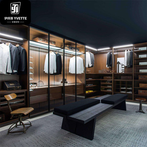 Armoire familiale moderne en bois YVT avec portes coulissantes, design extensible, étagères de rangement de haute qualité, <span class=keywords><strong>tringle</strong></span> à vêtements, chambre à coucher, salon - Product Image 2