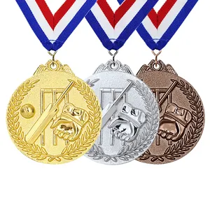 Medaglie produttori all'ingrosso 3D metallo premio trofeo oro argento bronzo medaglia sportiva personalizzata di cricket medaglie