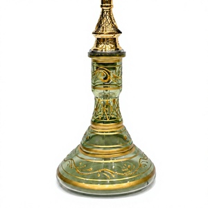 Cachimba Moderna de Lujo Verde y Dorada, Shisha Decorativa Premium con Base de Vidrio Grabado, Juego Completo - Product Image 2
