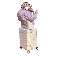 Nouvelle Collection 2025 : Valise Trolley ABS à Roulettes pour Maman et Enfant avec Serrure TSA – Les Enfants Peuvent S'asseoir et Voyager Comme sur une Poussette
