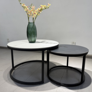 Tavolino da Caffè Moderno Quadrato in Marmo Convertibile con Struttura in Metallo, Altezza Regolabile, Arredamento Personalizzabile per Soggiorno - Product Image 4