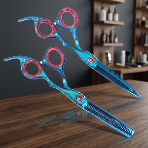 Ciseaux de coiffure professionnels en acier japonais VG10 avec revêtement en titane, ciseaux de barbier en titane, ciseaux bleus - Product Image 6