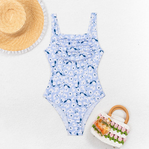 Maillot de bain une pièce à fleurs avec coussinets de soutien-gorge, haute élasticité, en fibre de polyester, Smlxl, pour femmes - Product Image 2