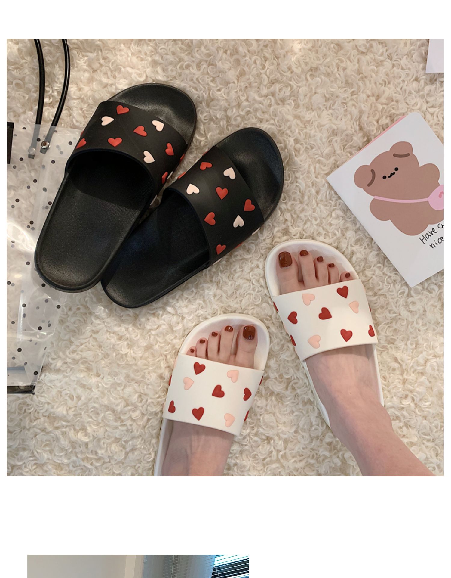 Korean Style Love Slippers Women Summer Indoor Outdoor Soft Sole Beach Slides Shoes