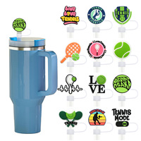 Décorations de pailles en PVC souple en forme de balles de tennis, 10 mm, réutilisables, anti-poussière, pour gobelets et accessoires de boisson