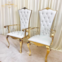 Chaises de luxe en acier inoxydable doré pour événements Chaises de restaurant avec accoudoirs pour mariage