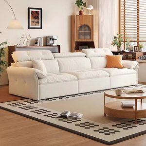 Canapé trois places électrique et fonctionnel <span class=keywords><strong>Paul</strong></span> Henry, télescopique, amovible, lavable, en bois et chenille, style crème, pour salon, droit - Product Image 4
