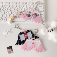 Acryl-Kartenhalter mit kleinen Flügeln, doppelseitig, für Studenten, 1-Zoll-Ausweisschein-Aufbewahrungstasche, Rucksack-Display, Valentinstag, Neujahr