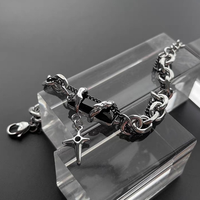 Bracelet en zircon noir en forme de croix - Convient aux hommes et aux femmes, avec une touche légère et luxueuse haut de gamme