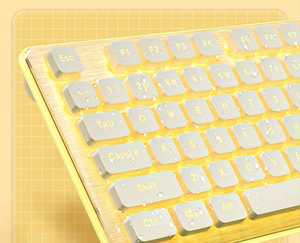 คอมโบคีย์บอร์ดแบบมีสายแบบมีสายเงียบเรียบเงียบ หูฟังคอมโบ แสงพื้นหลังสีขาว/เหลือง ปรับได้สำหรับการเล่นเกมในสำนักงาน - Product Image 6