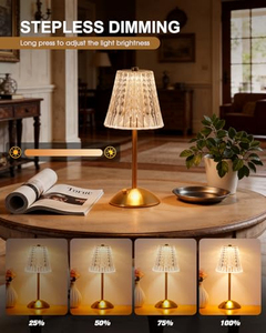 Lampes de table LED sans fil rechargeables en cristal, style nordique européen, pour restaurant, bureau, avec commande tactile, décoration intérieure - Product Image 6