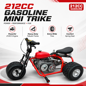 Tricycle à moteur essence 212CC, 4 temps, frein à disque arrière, mini tricycle, karting, moto 212cc, moteur 212cc, sensations fortes à haute vitesse - Product Image 2