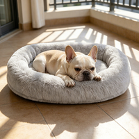 Lit pour chien YangyangPet en mousse à mémoire de forme, beige clair, ovale, luxueux, apaisant, orthopédique