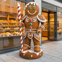 Figurine en résine de bonhomme en pain d'épices grandeur nature pour vitrine de magasin de boulangerie sur mesure, décoration de festival et présentoir