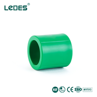Raccord égal PPR 25 mm certifié CE ISO Ledes, connecteur PPR vert, raccord de tuyauterie de plomberie à fusion à chaud