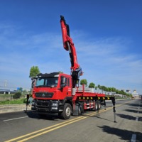 Camion-grue HOWO 8x4 avec grue à flèche pliante Jiangwei SQ560ZB6+1 de 14 tonnes, moteur 350 CV