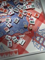 Tapis de Mahjong patriotique nautique USA avec motif de bateau vintage du 4 juillet, tapis de table antidérapant et insonorisant pour jeux de société