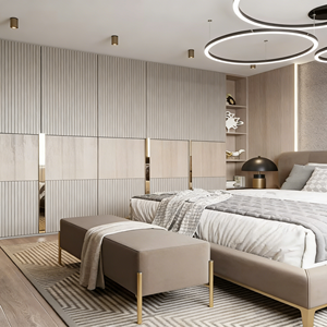 Armario de Madera Personalizado y Económico BALOM, Diseño de Rayas Verticales que Agrega Capas Espaciales, Mueble de Dormitorio - Product Image 4