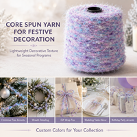 Pastel Core Spun Fancy Yarn Dyed Polyester/Acrylic Multicolor Eyelash Feather Yarn for Christmas Tree Wreath Gift Wrap Party