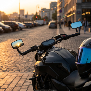 Rétroviseur rectangulaire japonais pour moto et véhicule électrique, avec verre bleu et fonction de signalisation/clignotant - Product Image 4