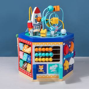 Cube d'activités Montessori en bois 7 en 1 pour enfants <span class=keywords><strong>de</strong></span> 1 à 3 ans, jouet éducatif, labyrinthe <span class=keywords><strong>de</strong></span> perles, trieur <span class=keywords><strong>de</strong></span> formes, écologique, unisexe, château à compartiments - Product Image 5