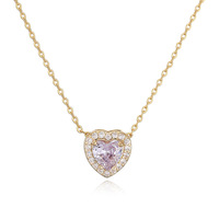 Collar de Mujer con Colgante de Corazón de Amor para Cumpleaños, Cadena de Eslabones de Cobre Chapado en Oro, Estilo Moderno