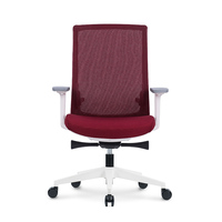 Chaise de bureau ergonomique moderne à dossier mi-haut en maille avec accoudoirs réglables 4D, couleur rouge, hauteur réglable