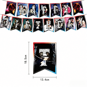 Set Decorativo per Festa di Compleanno a Tema Michael Jackson, 22 Pezzi con Striscione 'Happy Birthday' in Carta, Decorazioni per Torta e Palloncini - Product Image 2