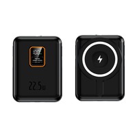 Batterie externe magnétique 10000 mAh avec affichage LED et 2 câbles intégrés (Type-C/Apple), personnalisable avec logo, disponible en plusieurs couleurs pour la revente aux fournisseurs.