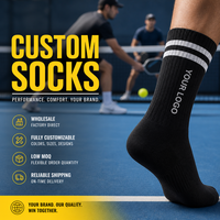 Chaussettes de pickleball personnalisées avec logo imprimé, chaussettes athlétiques respirantes en tissu éponge rembourré, OEM ODM
