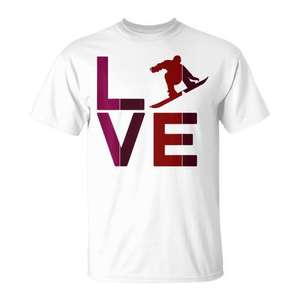 T-shirt Snowboard Love, design sportif d'hiver pour la Saint-Valentin - Product Image 1