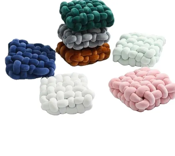 베개 매듭 쿠션 하트 모양 솔리드 컬러 박제 플러시 장난감 인형 선물 장식 베개 소파 의자 장식