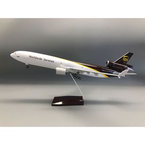 McDowell YG-11UPS Resin Eco-friendly Christmas Cargo Aircraft Model with Wheels Sound-controlled Lighting Business Gift Ornament