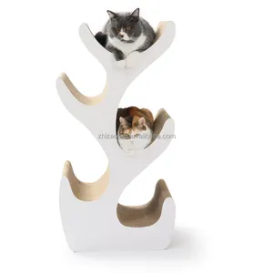 Кровать для кошек в форме дерева, изготовлена из гофрированной бумаги