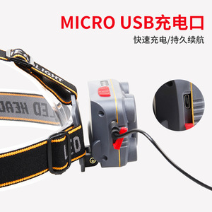 LED Headlamp Rechargeable USB Touch <b>Sensor</b> 50000Hr Working Time Outdoor Camping <b>Lighting</b> With <b>Battery</b> Level Display - Product Image 3