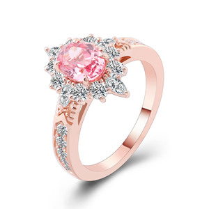 Bague de mariage Tournesol <span class=keywords><strong>1</strong></span> <span class=keywords><strong>Carat</strong></span> Ovale Cultivé en laboratoire Paparacha Moissanite Or Rose 10k Bague <span class=keywords><strong>Solitaire</strong></span> Pour Fête Personnalisable - Product Image 1