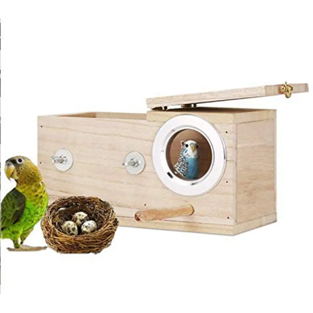 Parakeet de madeira caixa para pássaros, caixa durável de varredura