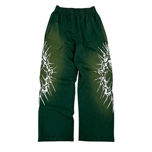 ZRROPS INDUSTRY Green <b>Jogger</b> Pants <b>White</b> Skulls Print Mid Waist Waterproof Elastic Full Length Stretch Knitted Fabric Spring - Product Image 6