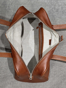 Sac Boston Classique Vintage en Cuir de <span class=keywords><strong>Vachette</strong></span> avec Fermeture Éclair, Polyvalent, Portable et Pratique pour le Quotidien, les Affaires et les Trajets Quotidiens – Sac pour Femme - Product Image 5