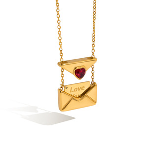 Bijoux pour femmes, collection Saint-Valentin, acier inoxydable, collier avec boîte en forme de cœur rouge 18K, lettre d'amour ouvrable, accessoires - Product Image 6