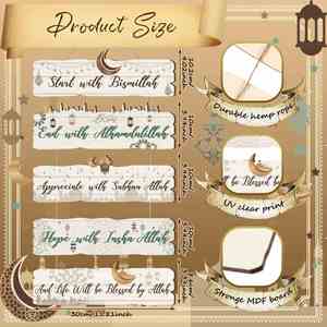 Factory Hot Selling Eid Mubarak/Ramadan Gift Islamic Wooden Wall Decor Arab Hanging Sign, Middle East Style Home <b>Door</b> Decoration - Product Image 4
