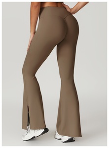 Quần thể thao thể dục Yoga họa tiết màu trơn thường ngày cho Nữ quần ống rộng ống loe bó sát cạp cao quần eo co giãn - Product Image 6