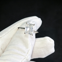 Bijoux fins, bague solitaire en argent sterling 925 avec moissanite taille émeraude GRA 3 carats, classique, 4 griffes, bague de promesse de mariage pour femmes